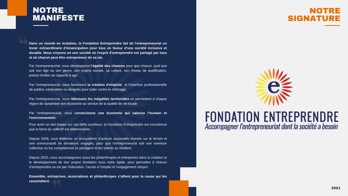 Le Manifeste de la Fondation Entreprendre